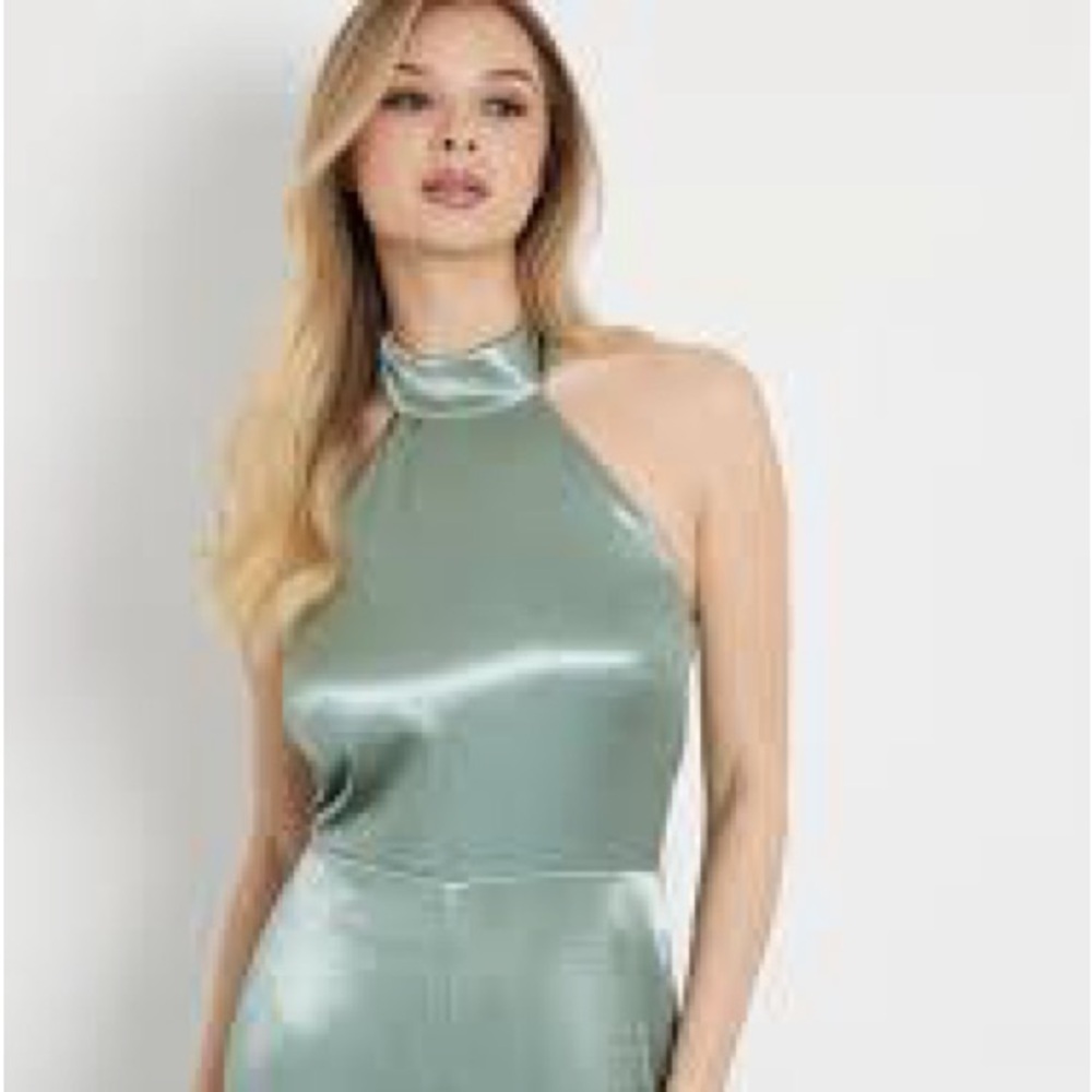 Guess Mock-Neck Wide-Leg Tie Back Jumpsuit